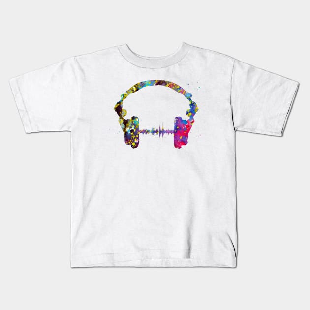 Headphone Kids T-Shirt by erzebeth